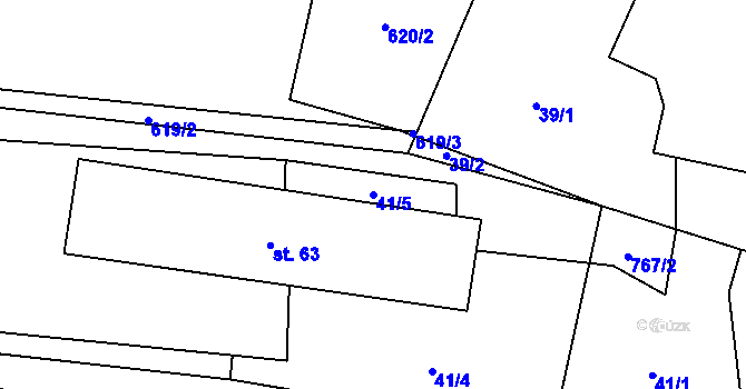 Parcela st. 41/5 v KÚ Koberovice, Katastrální mapa