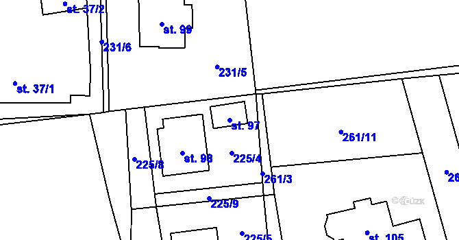 Parcela st. 97 v KÚ Koberovice, Katastrální mapa