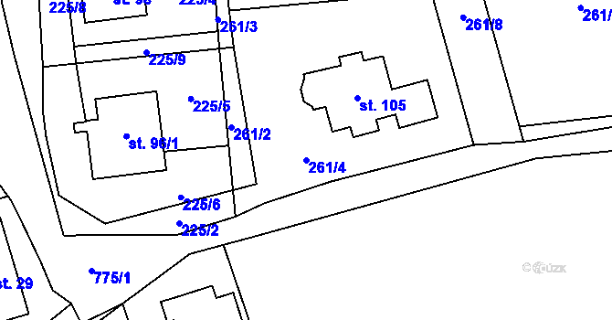 Parcela st. 261/4 v KÚ Koberovice, Katastrální mapa