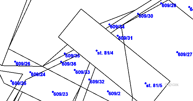 Parcela st. 81/4 v KÚ Koberovice, Katastrální mapa