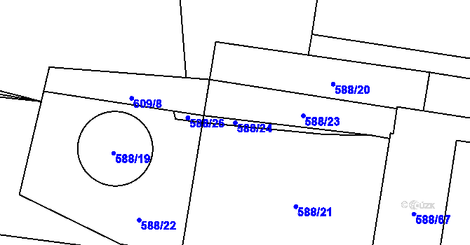 Parcela st. 588/24 v KÚ Koberovice, Katastrální mapa
