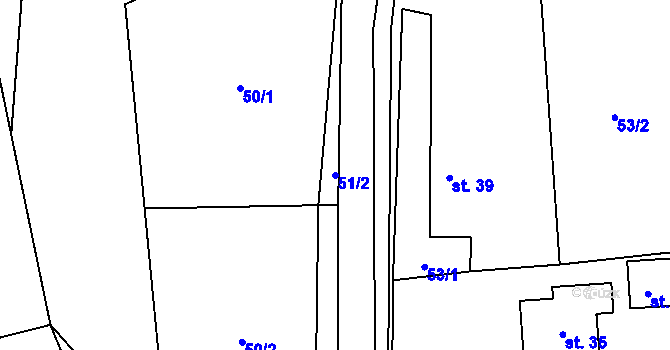 Parcela st. 51/2 v KÚ Koberovice, Katastrální mapa