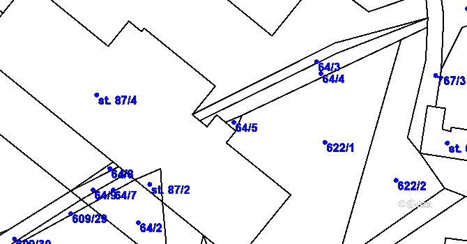 Parcela st. 64/5 v KÚ Koberovice, Katastrální mapa