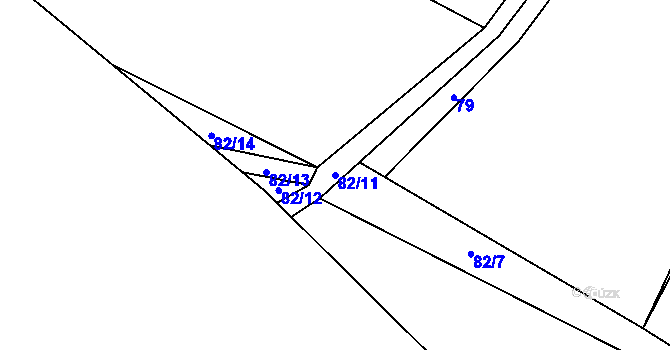 Parcela st. 82/11 v KÚ Koberovice, Katastrální mapa