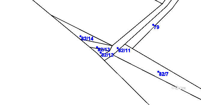 Parcela st. 82/12 v KÚ Koberovice, Katastrální mapa