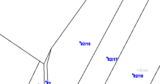 Parcela st. 82/16 v KÚ Koberovice, Katastrální mapa