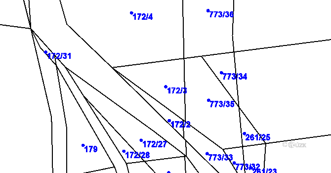 Parcela st. 172/3 v KÚ Koberovice, Katastrální mapa
