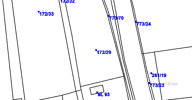 Parcela st. 172/29 v KÚ Koberovice, Katastrální mapa