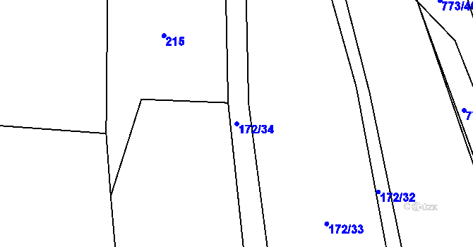 Parcela st. 172/34 v KÚ Koberovice, Katastrální mapa