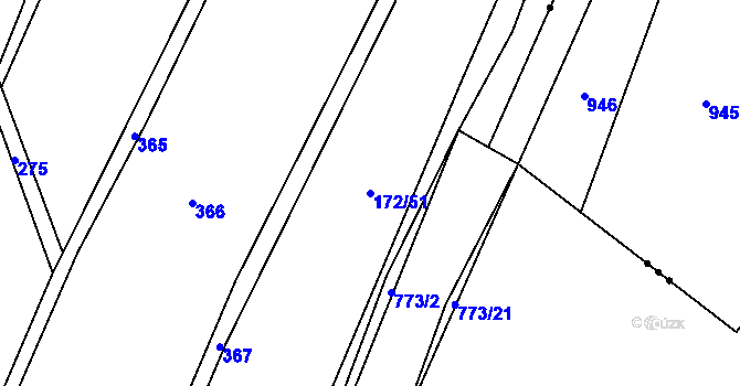 Parcela st. 172/51 v KÚ Koberovice, Katastrální mapa