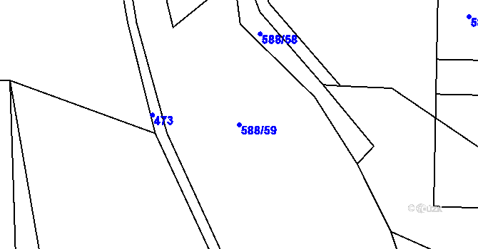 Parcela st. 588/59 v KÚ Koberovice, Katastrální mapa