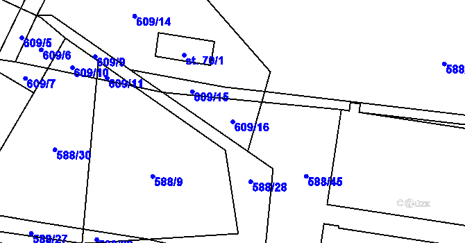 Parcela st. 609/16 v KÚ Koberovice, Katastrální mapa