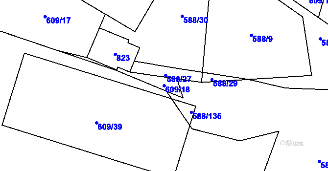 Parcela st. 609/18 v KÚ Koberovice, Katastrální mapa