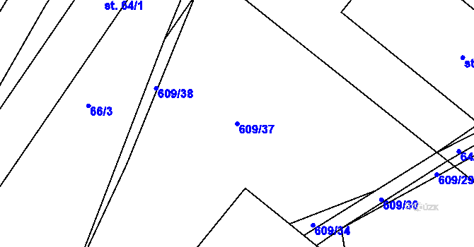 Parcela st. 609/37 v KÚ Koberovice, Katastrální mapa