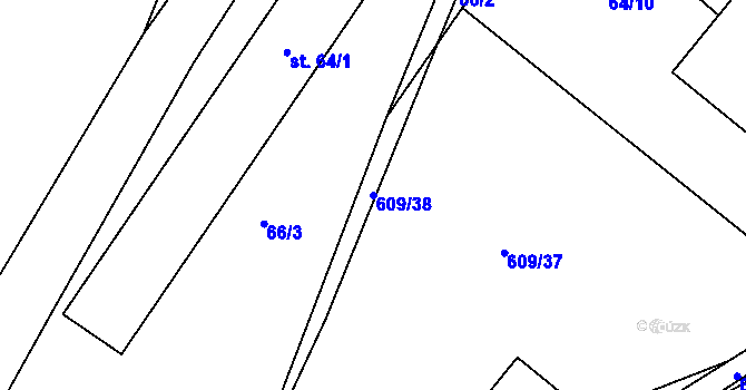 Parcela st. 609/38 v KÚ Koberovice, Katastrální mapa
