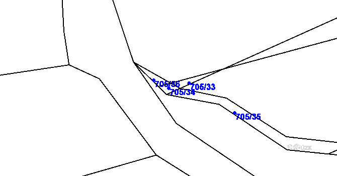Parcela st. 705/34 v KÚ Koberovice, Katastrální mapa