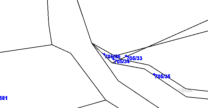 Parcela st. 705/56 v KÚ Koberovice, Katastrální mapa