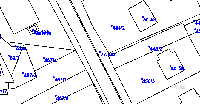 Parcela st. 773/12 v KÚ Koberovice, Katastrální mapa