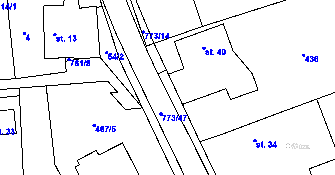 Parcela st. 773/13 v KÚ Koberovice, Katastrální mapa