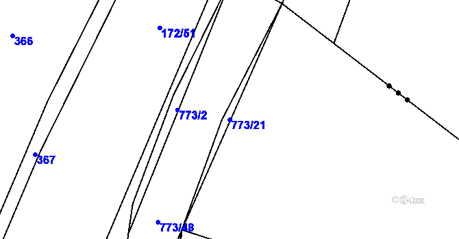 Parcela st. 773/21 v KÚ Koberovice, Katastrální mapa