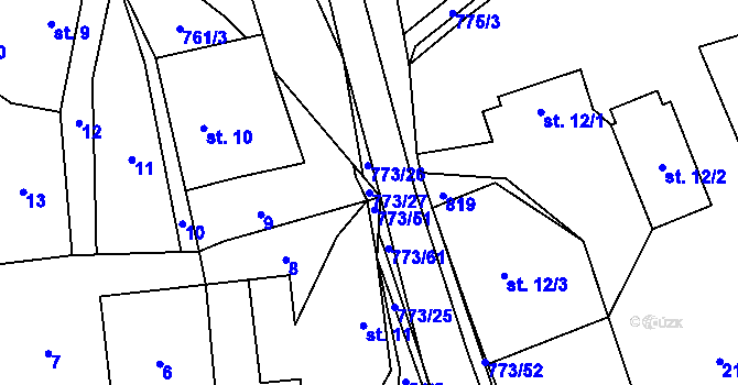 Parcela st. 773/27 v KÚ Koberovice, Katastrální mapa