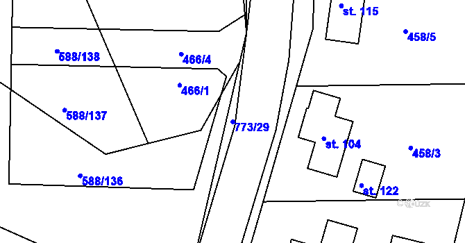Parcela st. 773/29 v KÚ Koberovice, Katastrální mapa