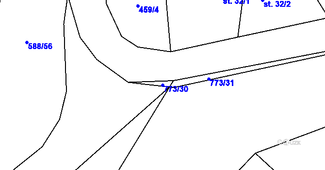 Parcela st. 773/30 v KÚ Koberovice, Katastrální mapa