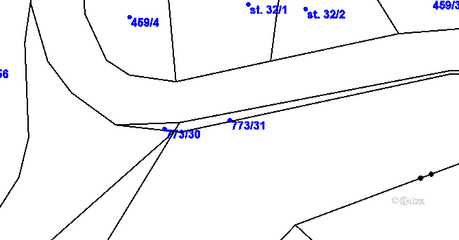 Parcela st. 773/31 v KÚ Koberovice, Katastrální mapa