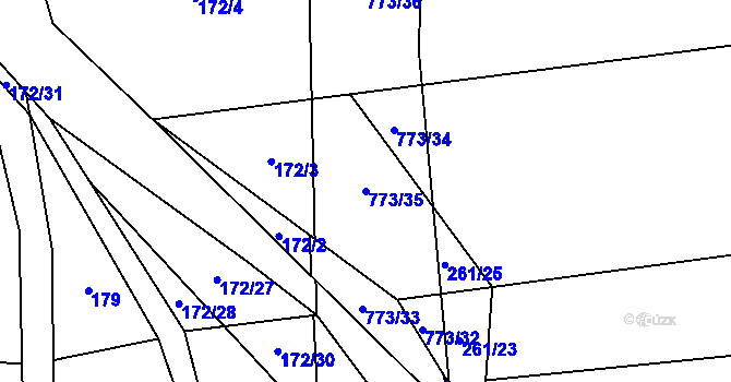 Parcela st. 773/35 v KÚ Koberovice, Katastrální mapa