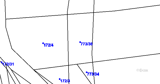 Parcela st. 773/36 v KÚ Koberovice, Katastrální mapa