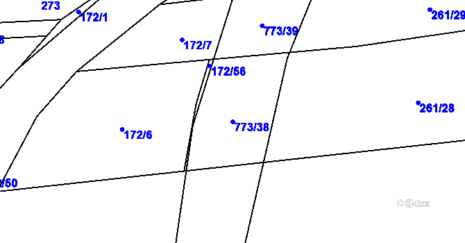 Parcela st. 773/38 v KÚ Koberovice, Katastrální mapa
