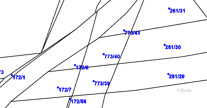 Parcela st. 773/40 v KÚ Koberovice, Katastrální mapa