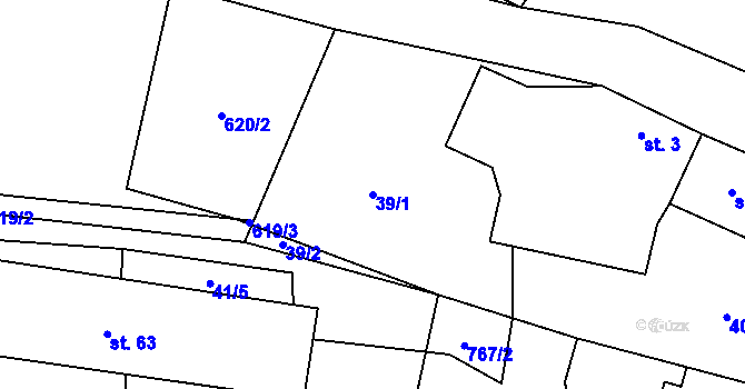 Parcela st. 39/1 v KÚ Koberovice, Katastrální mapa