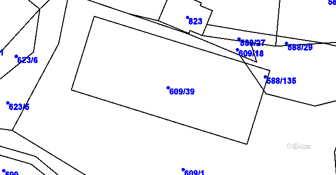 Parcela st. 609/39 v KÚ Koberovice, Katastrální mapa