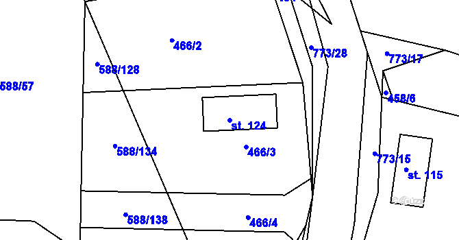 Parcela st. 124 v KÚ Koberovice, Katastrální mapa