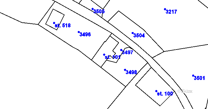 Parcela st. 101 v KÚ Besedice, Katastrální mapa