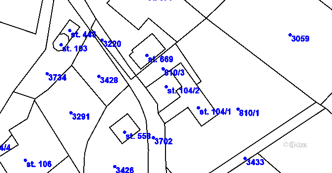 Parcela st. 104/2 v KÚ Besedice, Katastrální mapa