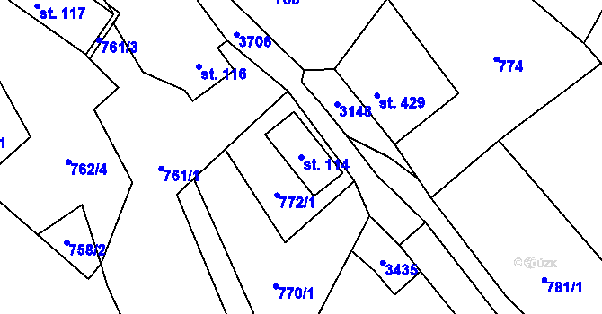 Parcela st. 114 v KÚ Besedice, Katastrální mapa