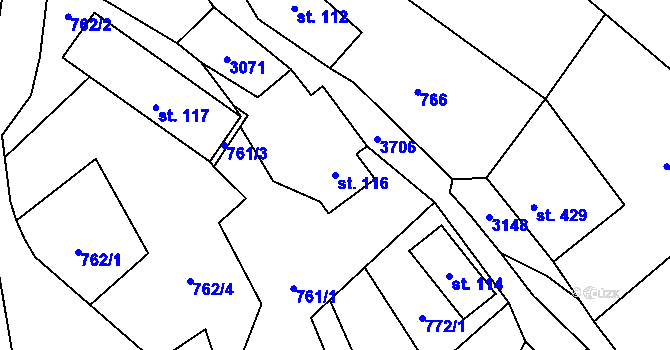 Parcela st. 116 v KÚ Besedice, Katastrální mapa