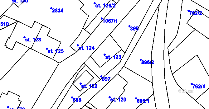 Parcela st. 123 v KÚ Besedice, Katastrální mapa