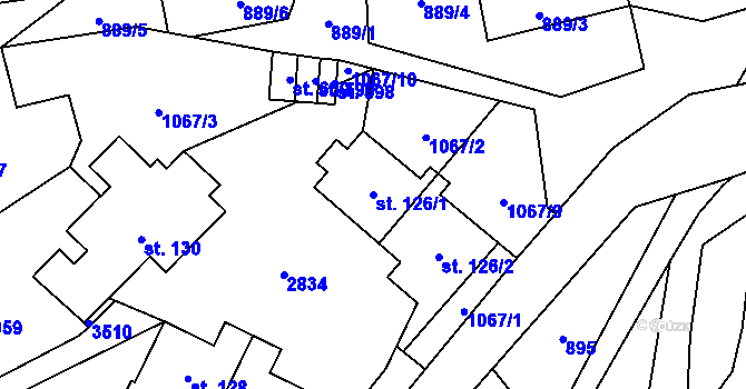 Parcela st. 126/1 v KÚ Besedice, Katastrální mapa