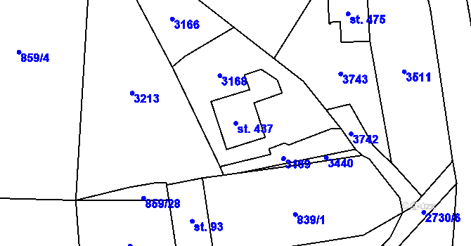 Parcela st. 437 v KÚ Besedice, Katastrální mapa