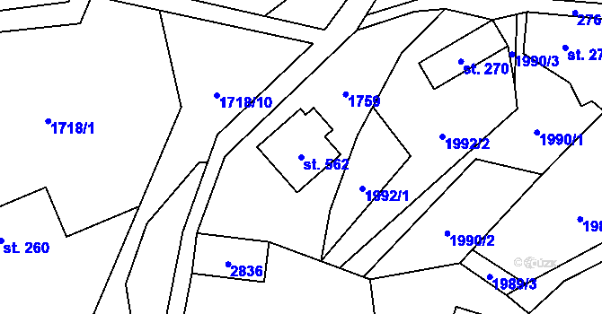 Parcela st. 562 v KÚ Besedice, Katastrální mapa