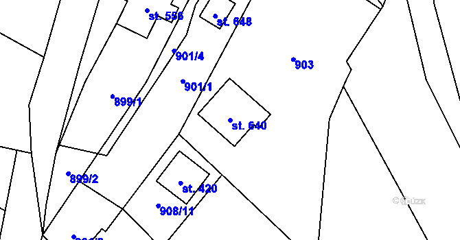 Parcela st. 640 v KÚ Besedice, Katastrální mapa