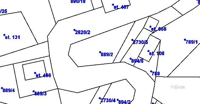 Parcela st. 889/2 v KÚ Besedice, Katastrální mapa