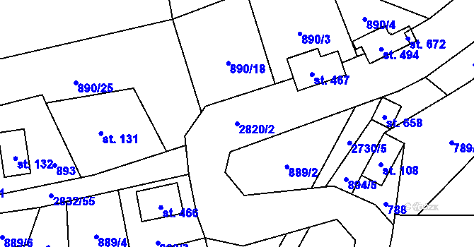 Parcela st. 2820/2 v KÚ Besedice, Katastrální mapa