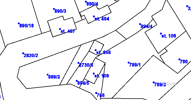 Parcela st. 658 v KÚ Besedice, Katastrální mapa