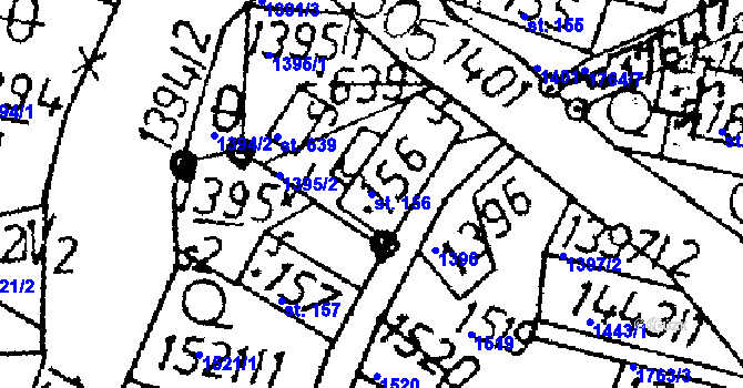 Parcela st. 156 v KÚ Koberovy, Katastrální mapa