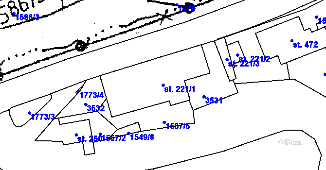 Parcela st. 221/1 v KÚ Koberovy, Katastrální mapa