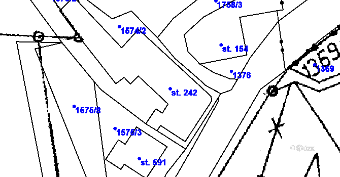 Parcela st. 242 v KÚ Koberovy, Katastrální mapa
